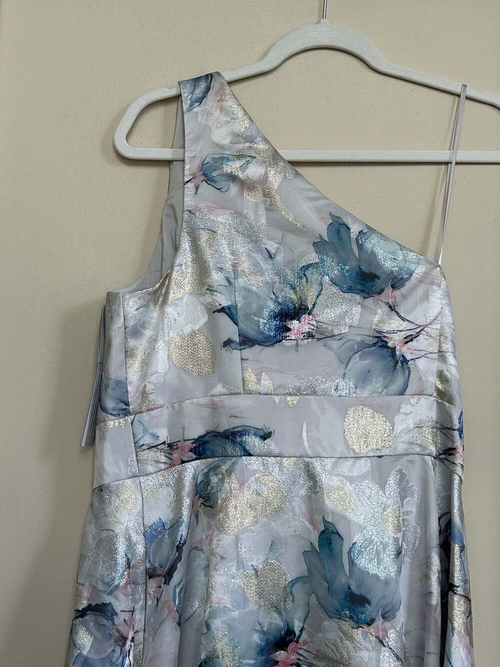 NWT Aidan Mattox Printed Jacquard Ballgown in Blue Multi, Size 12 - Picture 8 of 10